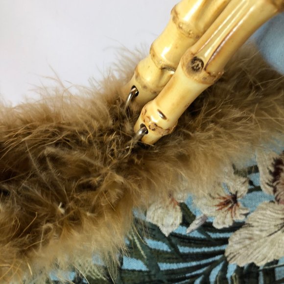 Orchid pattern Bag with Bamboo and Feathers NWOT - Picture 3 of 7